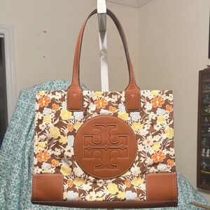 Tory Burch Floral Brown Tote